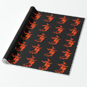 Funny Halloween Witch Broom Holiday Black Sinaasap Cadeaupapier (Uitgerold)
