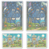 FUNNY HALLOWEEN WITCHES AND BLACK CATS STICKERS (Voorkant)