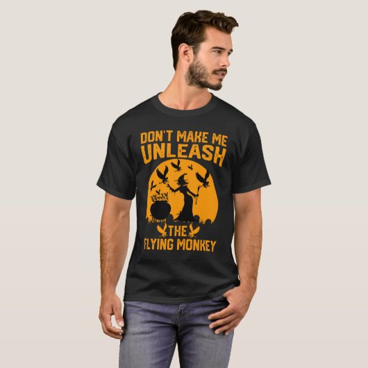 Funny Halloween Witches Flying Monkey T-Shirt T-sh (Voorkant volledig)
