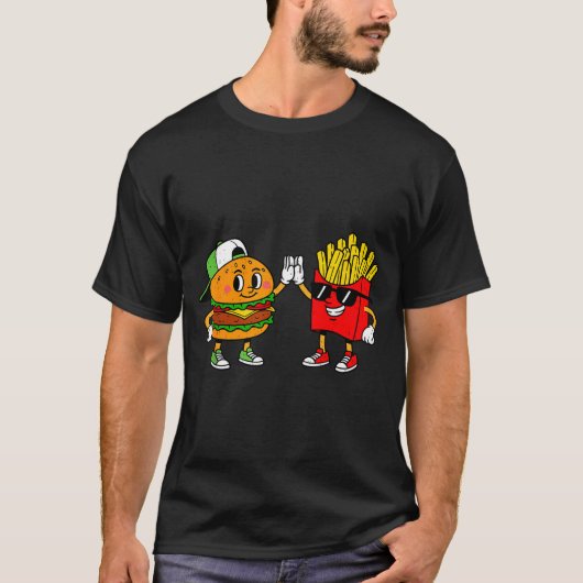 Funny Hamburger French Fries Combo Snacks Fast Foo T-shirt (Voorkant)