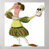 Funny Hamlet Shakespeare Actor Holding Skull Poster (Voorkant)