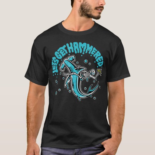 Funny Hammerhead Shark Drink pun Lets Haal Hamme T-shirt (Voorkant)