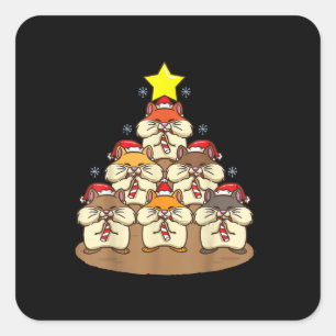 Funny Hamster-kerstboom Vierkante Sticker