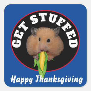 Funny Hamster Thanksgiving Vierkante Sticker
