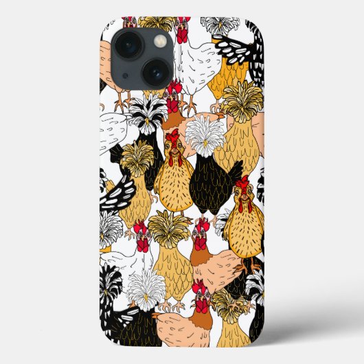 Funny Hand Drawn Cartoon Chickens Case-Mate iPhone Case (Achterkant)