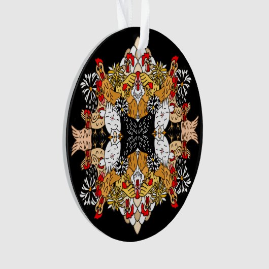 Funny Hand Drawn Chickens Ornament (voorkant)