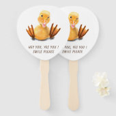Funny Hand Fan met Speelse Duck Smile - Jouw tekst Handwaaier (Voorkant en achterkant)