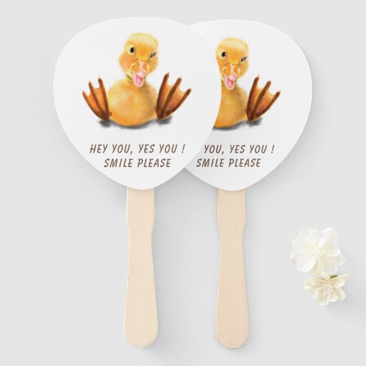 Funny Hand Fan met Speelse Duck Smile - Jouw tekst Handwaaier (Voorkant en achterkant)