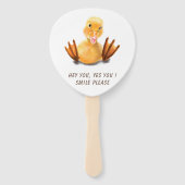 Funny Hand Fan met Speelse Duck Smile - Jouw tekst Handwaaier (Voorkant)