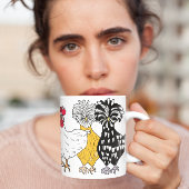 Funny Hand-getrokken Cartoon Mok kippen