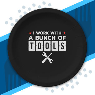Funny Handyman Carpenter Gift - Ik werk met tools Papieren Bordje