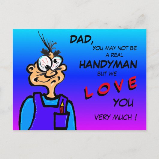 Funny Handyman Catoon DAD Briefkaart (Voorkant)