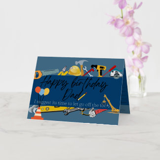 Funny handyman Happy birthday dad wenskaart Folie Wenskaart