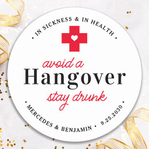 Funny Hangover Recovery Kit Custom Wedding Favor Ronde Sticker