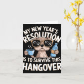 Funny Hangover Survival Dog New Year's Resolution Kaart (Gele Bloem)