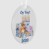 Funny Hanukkah Covid Waterverf Quarantine 2020 Ornament (voorkant)