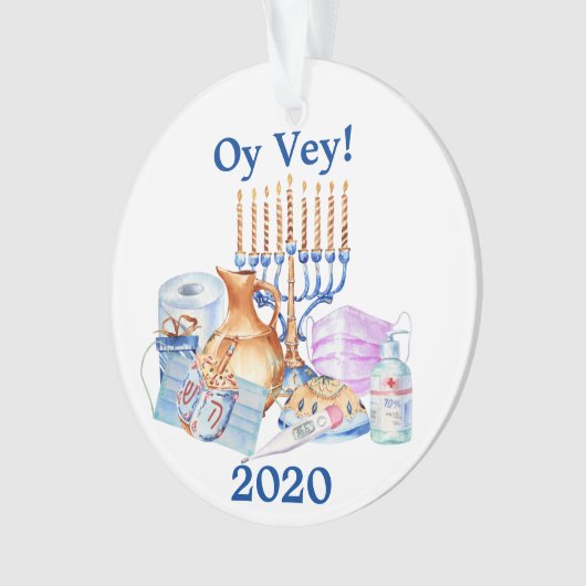 Funny Hanukkah Covid Waterverf Quarantine 2020 Ornament (voorkant)