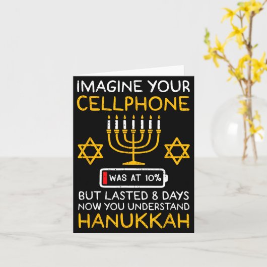 Funny Hanukkah Imagine Your Cellphone Chanukah Jew Kaart (Gele Bloem)