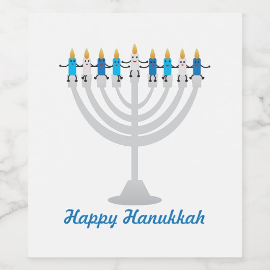 Funny Hanukkah menorah en kaarsen Wijn Etiket (Enkel label)