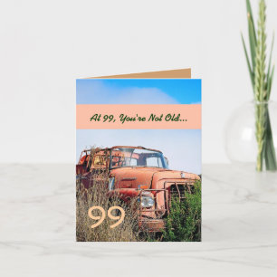 FUNNY Happy 99th Birthday Oranje Truck 99C Kaart
