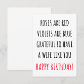 Funny Happy Birthday carte avec des voeux de femme (Devant / Derrière)