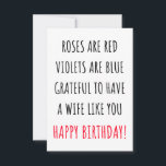 Funny Happy Birthday carte avec des voeux de femme<br><div class="desc">Si vous cherchez des idées cadeaux d'anniversaire amusants pour votre femme cette carte avec des citations hilarantes ou des souhaits peut être votre choix parfait. Cette carte d'anniversaire peut être un cadeau parfait pour elle,  pour la femme,  pour les femmes,  pour le conjoint.</div>