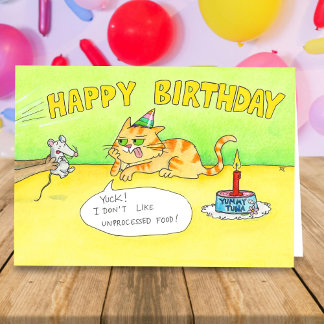 Funny Happy Birthday Cat-groet Kaart