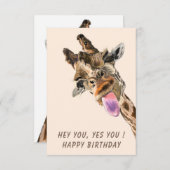 Funny Happy Birthday Kaart met Speelse Giraffe (Voorkant / Achterkant)