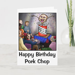 Funny Happy Birthday Pork Chop Card Feestdagen Kaart