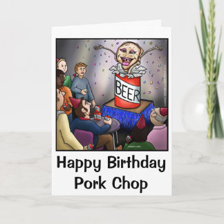 Funny Happy Birthday Pork Chop Card Feestdagen Kaart