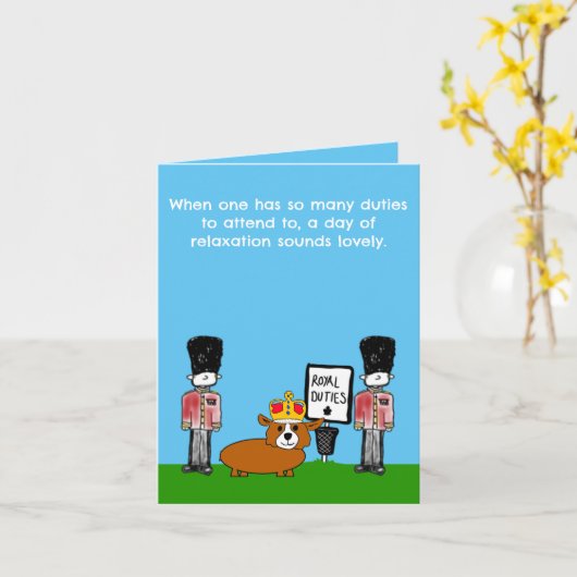 Funny Happy Birthday Royal Corgi Kaart (Gele Bloem)