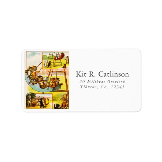 Funny Happy  Cats Kittens Speeltuin Swing Etiket (Voorkant)