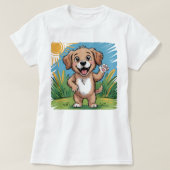 Funny Happy Dog Kids T-Shirt - Joli Chien de Carto (Design devant)