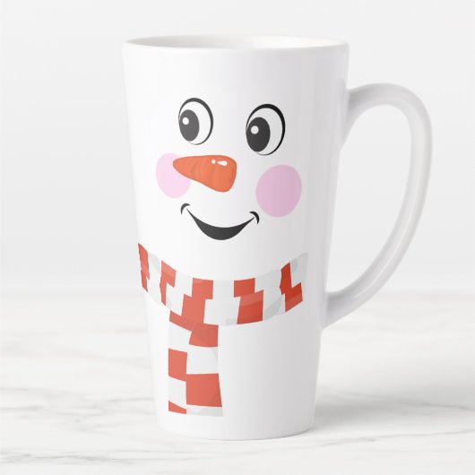 Funny Happy Face Snowman Winter Scarf Hot Cocoa Latte Mok (Rechts)