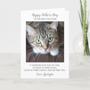 Funny Happy Fathers Day Pet Photo Cat Dad  Feestdagen Kaart
