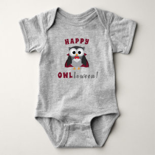 Funny Happy Halloween Owl Vampire Trick or treat B Romper