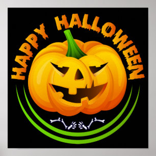 Funny Happy Halloween Scary Pumpkin Poster