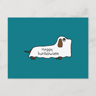 Funny Happy hallowiener wiener-wiener-hond geest h Briefkaart