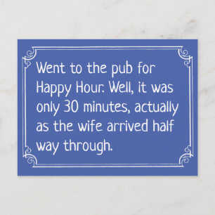 Funny Happy Hour Pub Joke Briefkaart