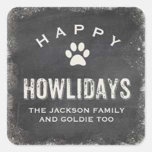Funny Happy Howlidays Hondenliefhebber Kerstmis Vierkante Sticker