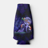 Funny Happy Howlidays Kerstmis Wolf Pun Flesjeskoeler (Voorkant)