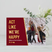 Funny Happy-kerstfoto Folie Feestdagenkaart (Staand Voorkant)