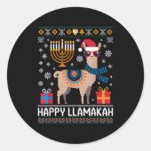 Funny Happy Llamakah Llama With Menorah  Ronde Sticker (Voorkant)
