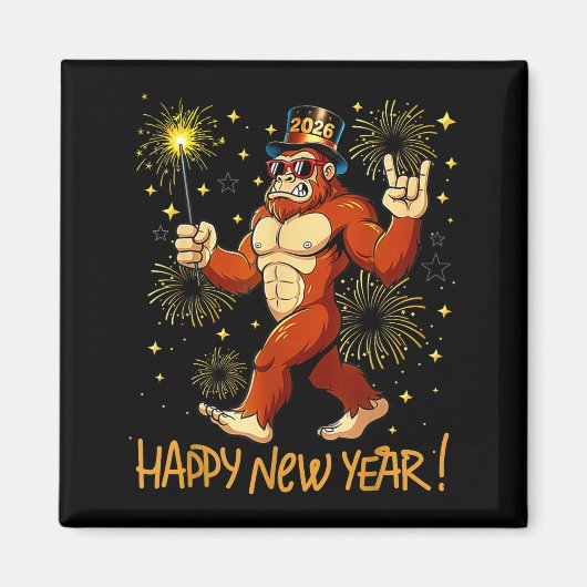 Funny Happy New Year 2026 Bigfoot Lovers New Years Magneet (Voorkant)