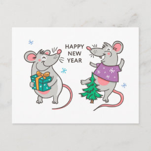Funny Happy Nieuwjaar Rat Briefkaart
