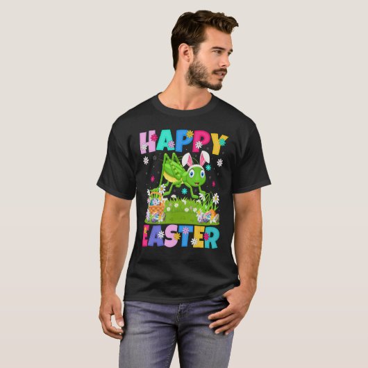 Funny Happy Paaster Bunny Grasshopping Sunday T-shirt (Voorkant volledig)