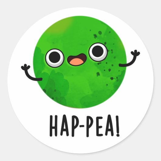Funny Happy Pea Pun Ronde Sticker (Voorkant)