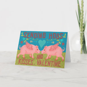 Funny Happy Valentines Day Cute Hogs Pig Pun Feestdagen Kaart