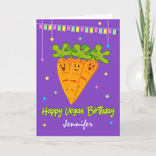 Funny Happy Vegan Birthday Kaart (Voorkant)