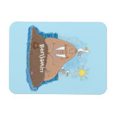 Funny happy walrus cartoon illustratie magneet (Horizontaal)